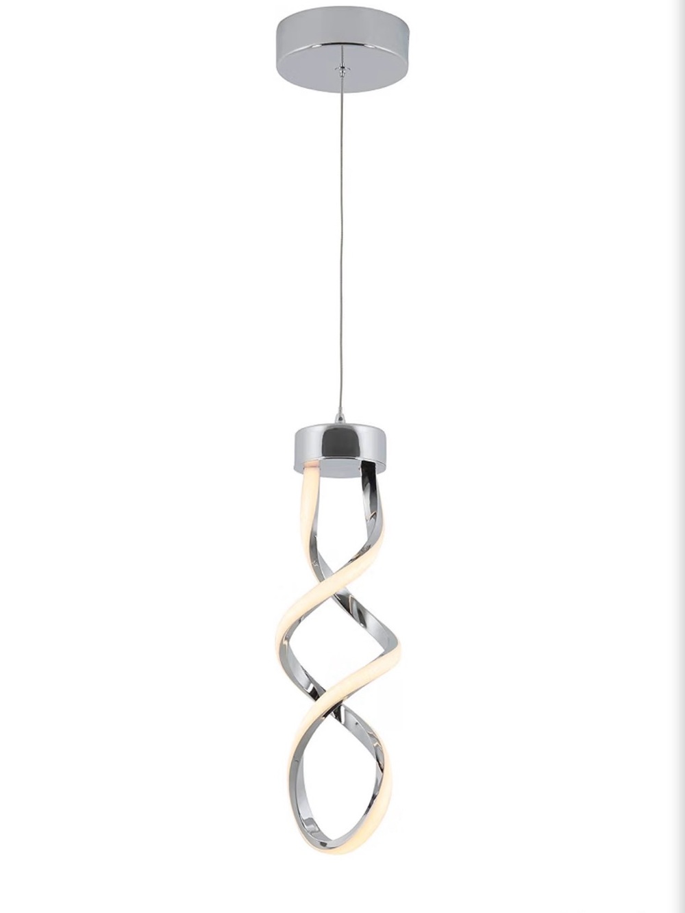 NWOB ARTIKA Contemporary Chrome Spiral LED Pendant Light in Silver
